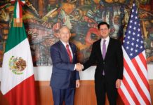 Roberto Velasco se reúne con el embajador de EE.UU., Ronald Johnson