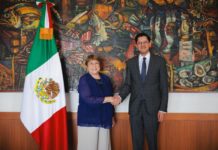 Roberto Velasco se reúne con Michelle Bachelet, aspirante a la ONU