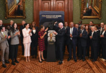 Claudia Sheinbaum da la bienvenida a Gianni Infantino en Palacio Nacional