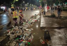 Operativo de limpieza tras celebración del triunfo mexicano en el Mundial