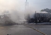 Incendio y explosión de pipa en la carretera Cárdenas-Coatzacoalcos