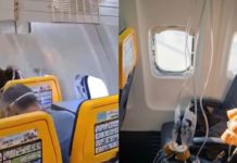 Pasajero de Ryanair en peligro tras romperse ventana en vuelo